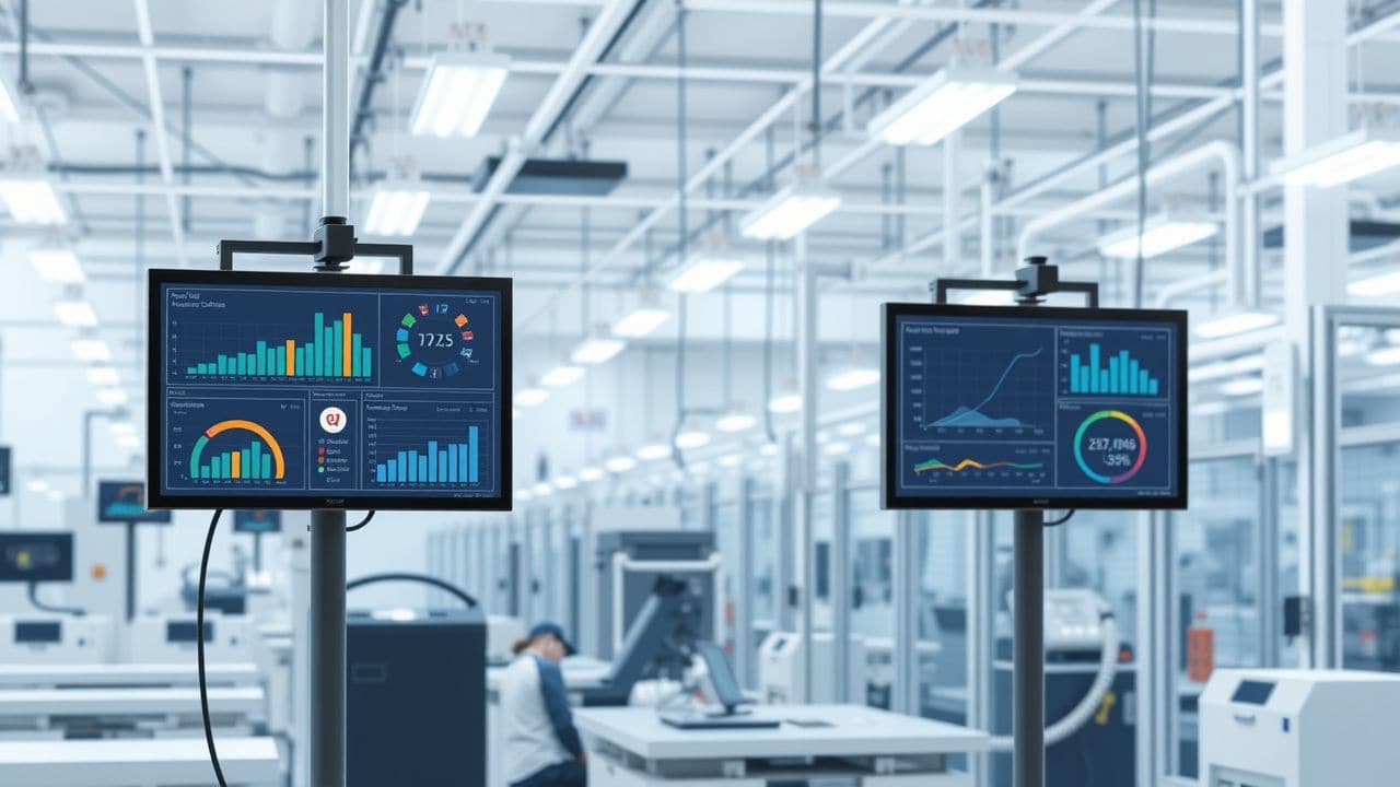 Een georganiseerde en efficiënte fabrieksomgeving met moderne technologie en geautomatiseerde processen. Een georganiseerde en efficiënte fabrieksomgeving met moderne technologie en geautomatiseerde processen.