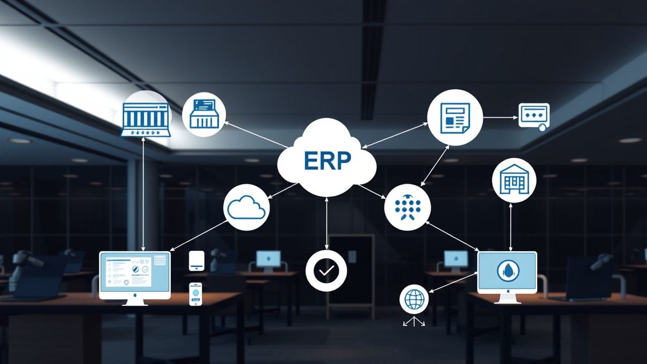 Een plat ontwerp van een netwerk van computer systemen en dataoverdracht.